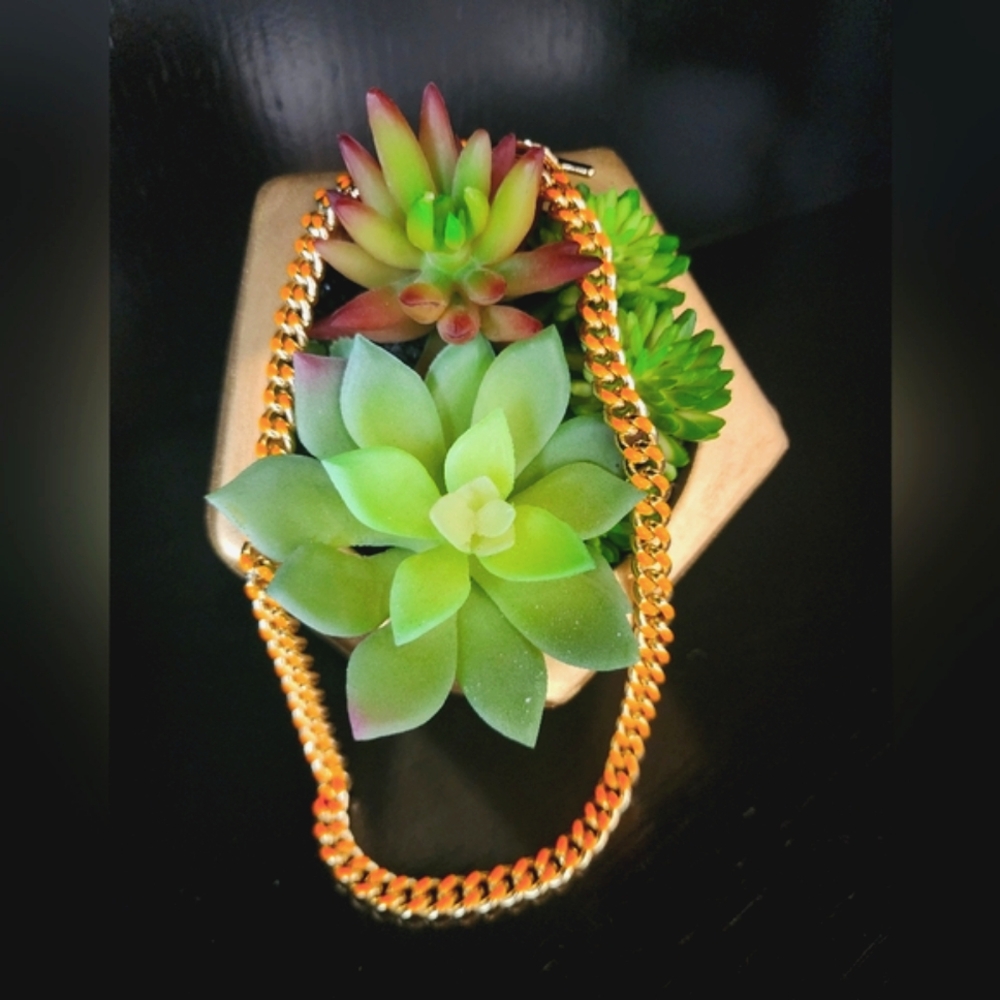 NWT-Apricot Lane Gold & Orange Chain Necklace!🧡💛